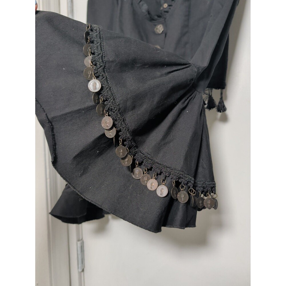 Rare Vintage Lip Service Goth Cropped Bell Sleeve Coin Tassel Top S PS114 - Picture 7 of 13